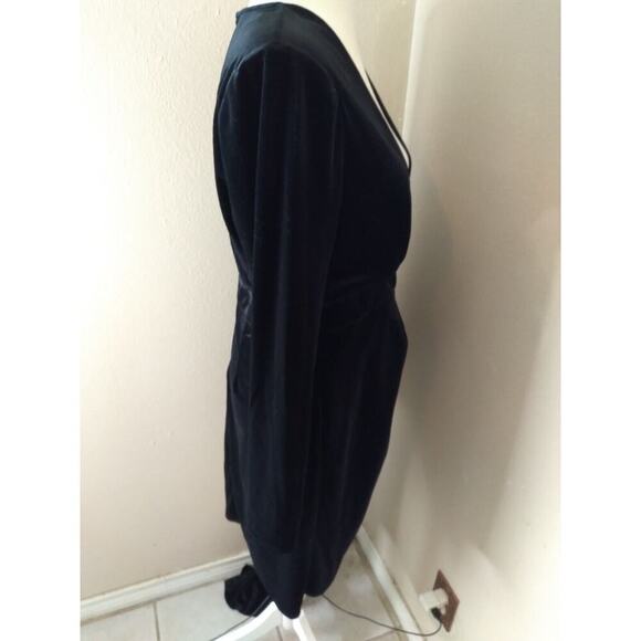Michael Costello X Revolve Geneva Dress Black Velvet Mini Side Sash Sz XL Prom - Picture 8 of 11